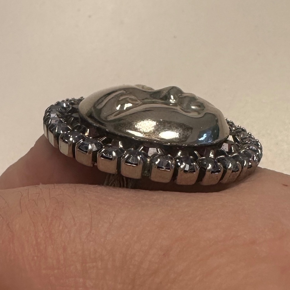 Danny Pollak - Silver Plated Amethyst & Violet Crystal Sun Face Statement Ring - Picture 11 of 16